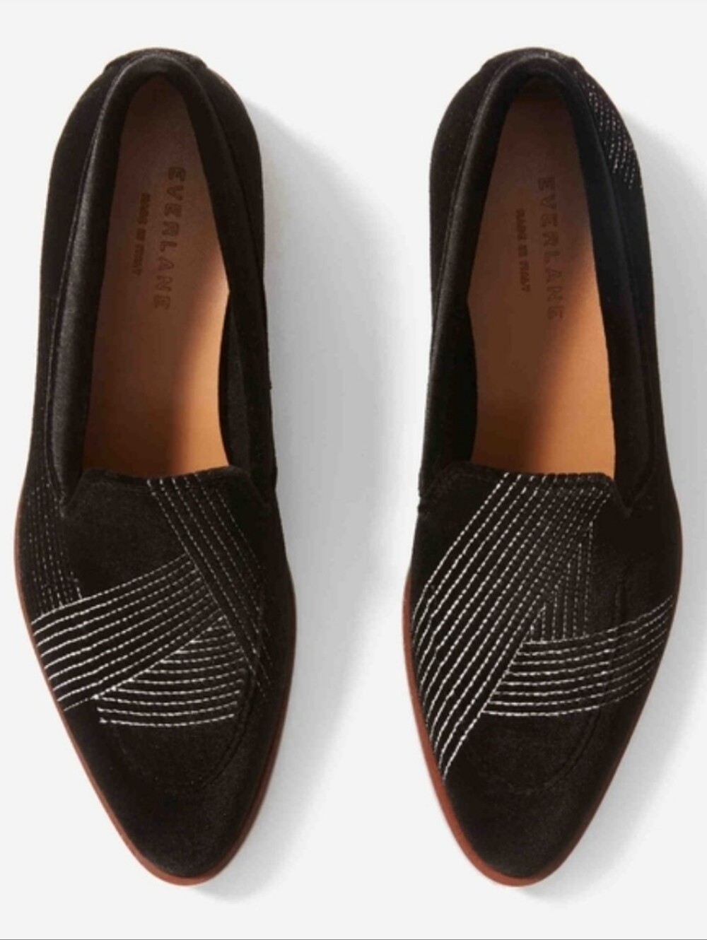 Everlane Velvet Modern Loafer Flats Black - Size 8